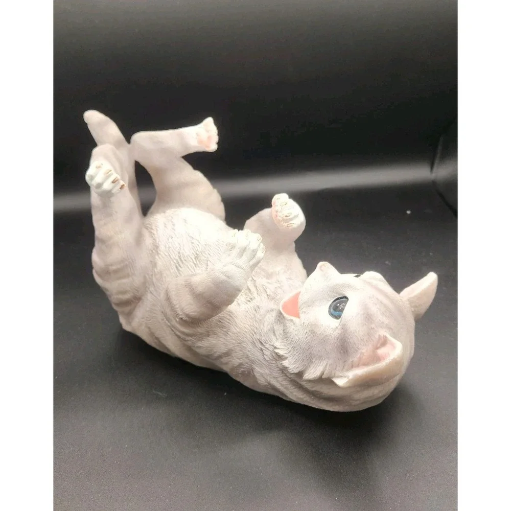 Gray Cat Tipsy Kitty Wine Bottle Holder Sculpture Unique Tabletop Wine Rack Used